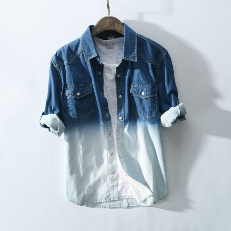 light blue denim shirt men