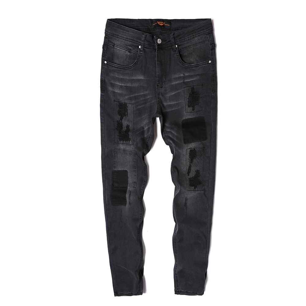 Wholesale High Quality New Style Stretch Black Color Ripped Skinny Fit ...
