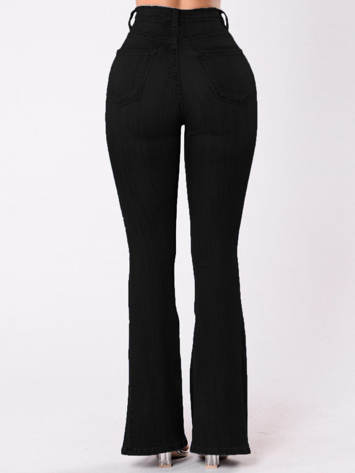 single button high waist black jeans