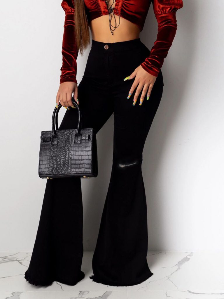 high waist black flare jeans