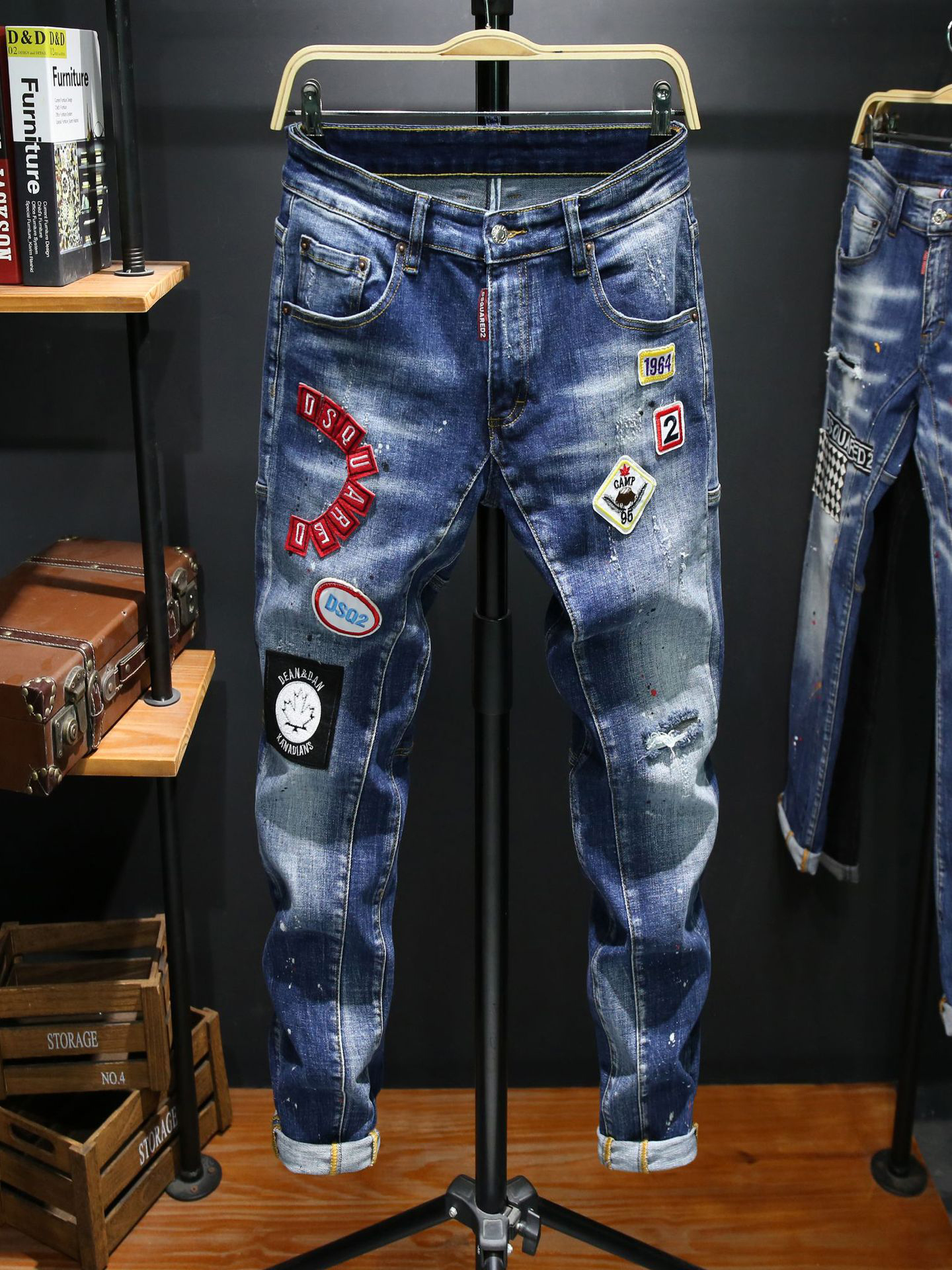 Versatile Stylish Elastic Appliques Patchwork Slim Fit Jeans