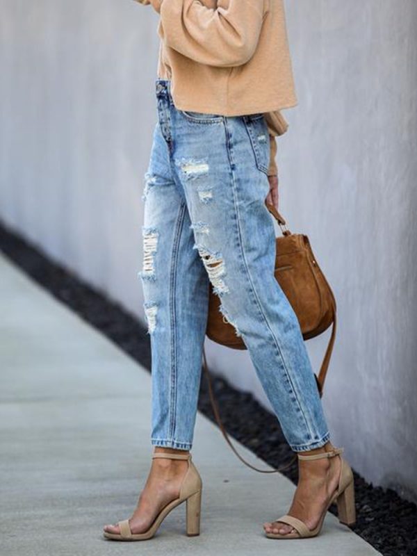 ripped straight leg jeans womens