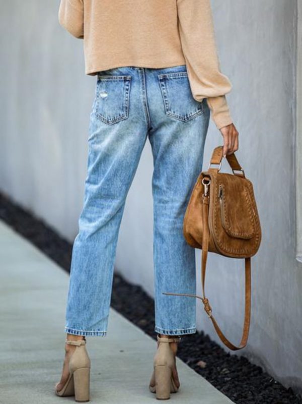 ripped straight leg jeans womens