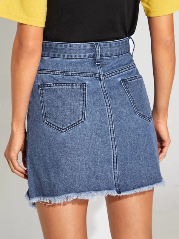 Trendy High Waist Ripped Denim Skirts For Women – wholesale jeans ...